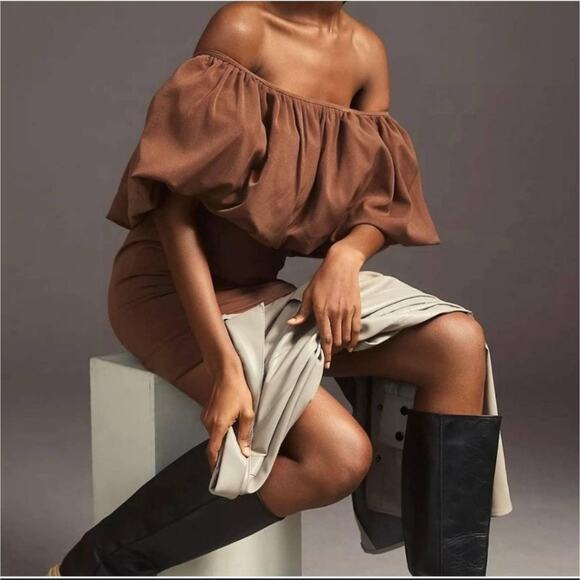 Nikita Mhaisalkar Off-The-Shoulder Dress Size Medium Mini Puffy Sleeve Evening - Picture 3 of 9